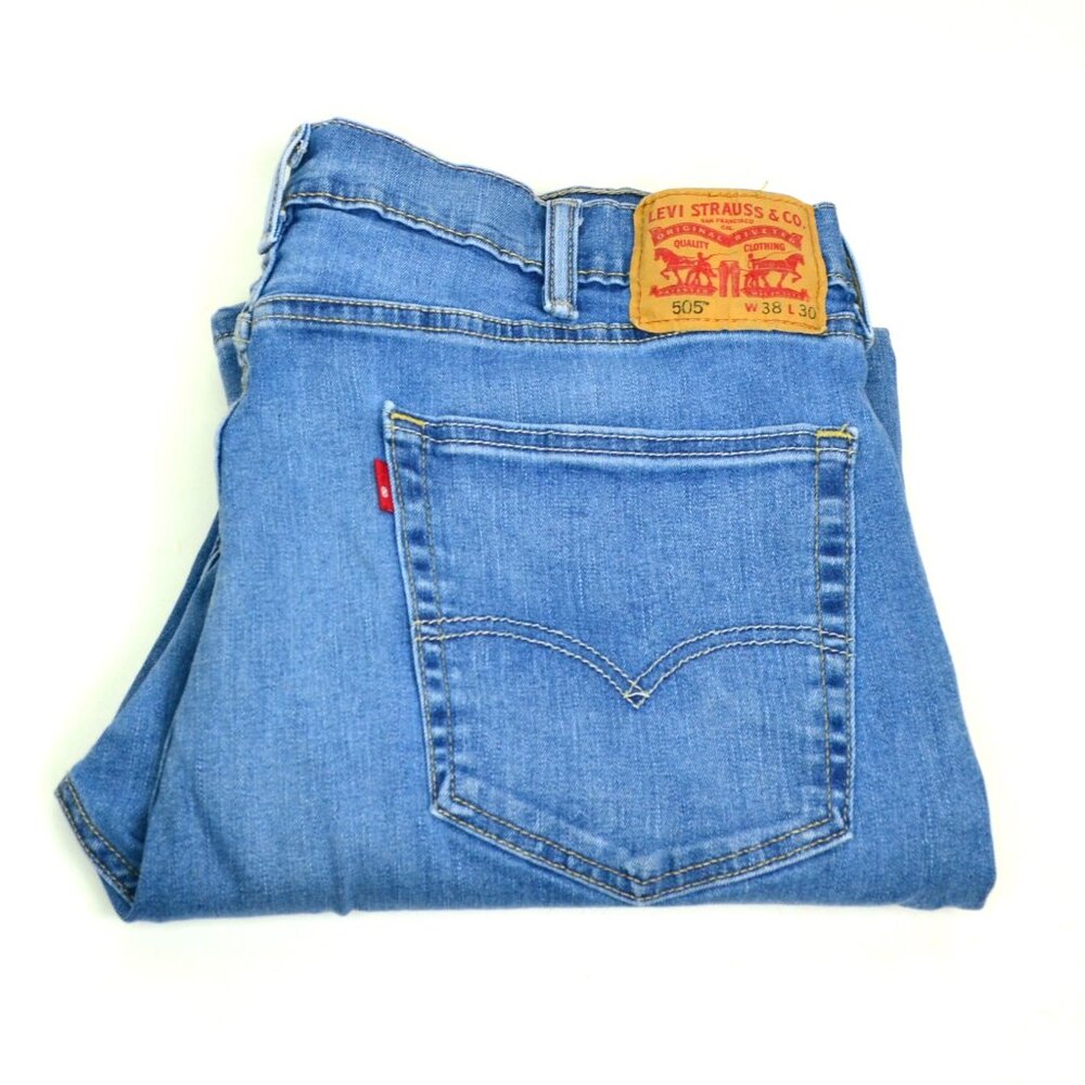 Levi's 505 Men's Size W38 L30 Blue Light Wash Straight Fit Denim Jeans